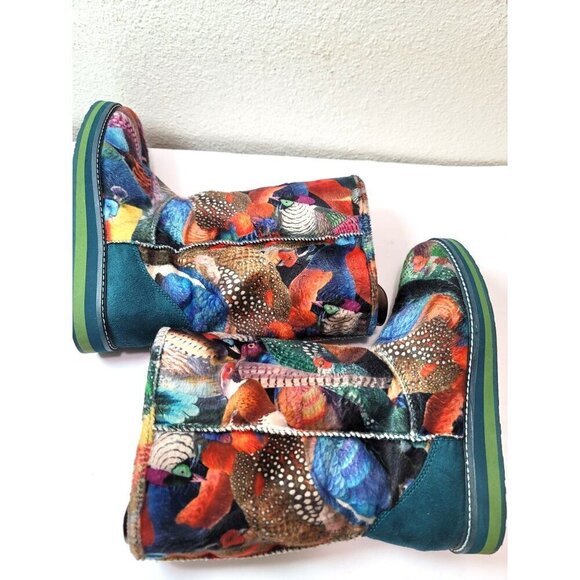 Desigual Authentic Women's Flat Velvet Mid Calf Panda Festival Boots Size 39 - Picture 6 of 13